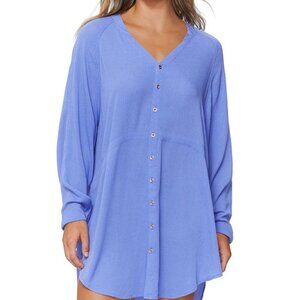 Raisins Juniors' Belize Button-Front Cover-Up Tunic – Blue | Size M